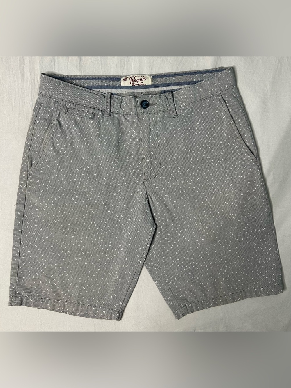 Original Penguin Grey Micro Print Chino Shorts Men’s 31 Golf Casual Summer
